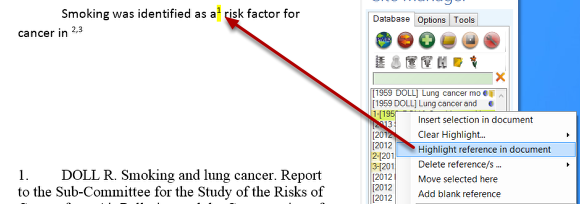 Highlight refernce in document